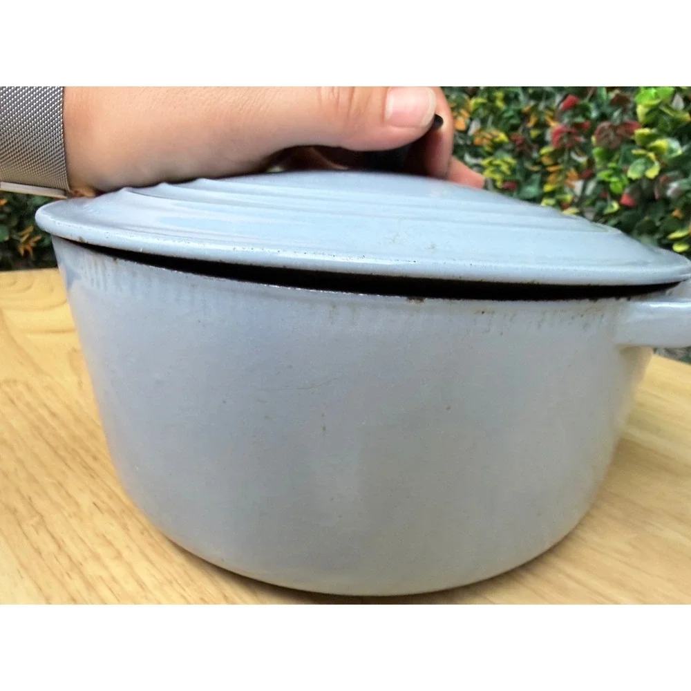 Le Creuset Light Blue Enameled Cast Iron Round Dutch Oven with Lid France